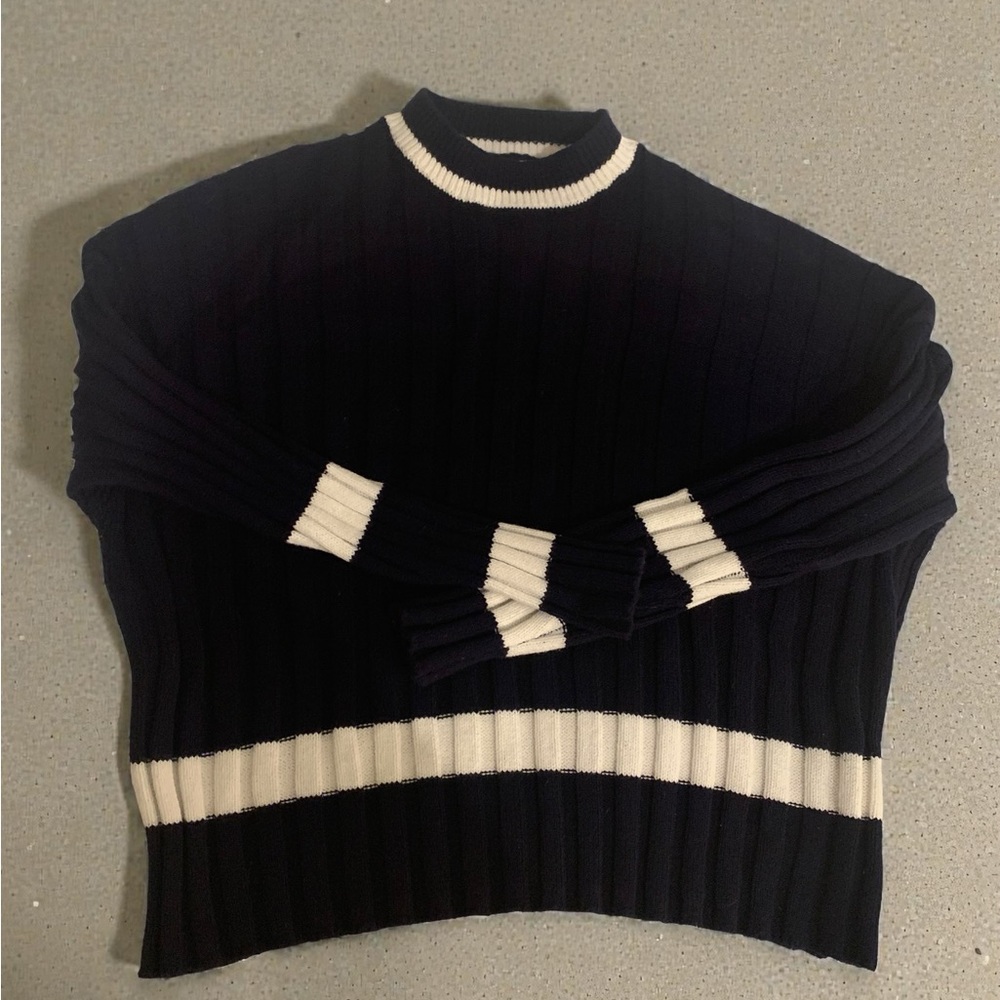 Navy and White Striped Sweater